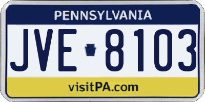 PA license plate JVE8103