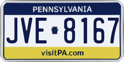 PA license plate JVE8167