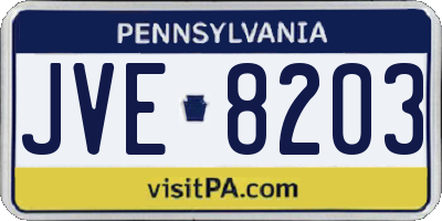 PA license plate JVE8203