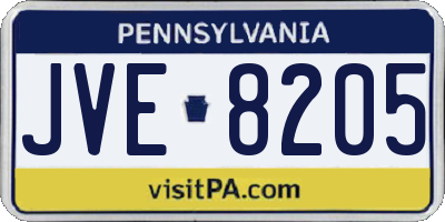 PA license plate JVE8205