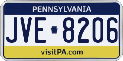 PA license plate JVE8206