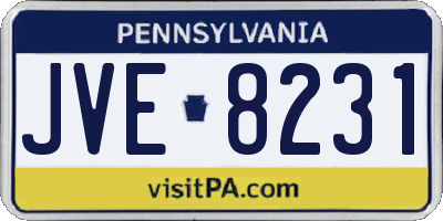 PA license plate JVE8231