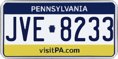 PA license plate JVE8233
