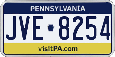 PA license plate JVE8254