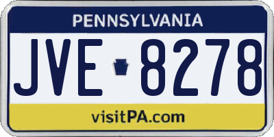 PA license plate JVE8278