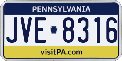 PA license plate JVE8316