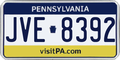 PA license plate JVE8392