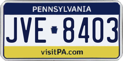 PA license plate JVE8403