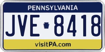 PA license plate JVE8418