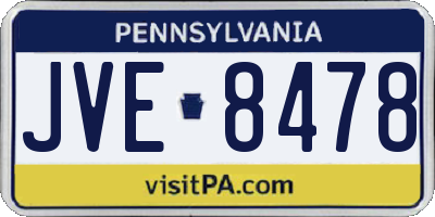 PA license plate JVE8478