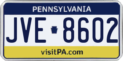 PA license plate JVE8602
