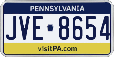 PA license plate JVE8654