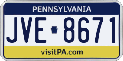 PA license plate JVE8671