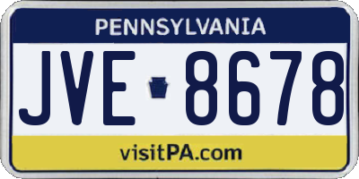 PA license plate JVE8678