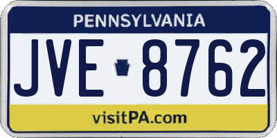 PA license plate JVE8762