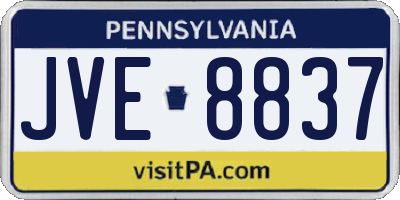 PA license plate JVE8837