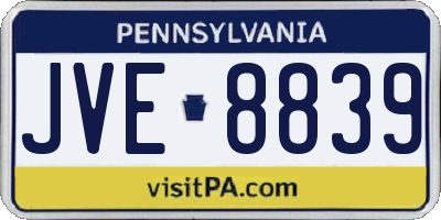 PA license plate JVE8839