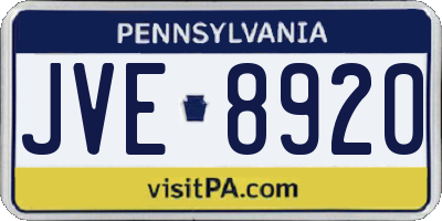 PA license plate JVE8920