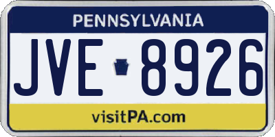 PA license plate JVE8926