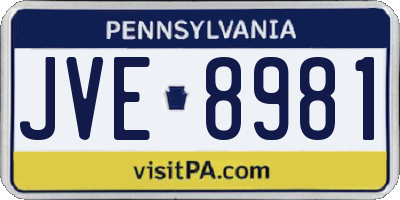 PA license plate JVE8981