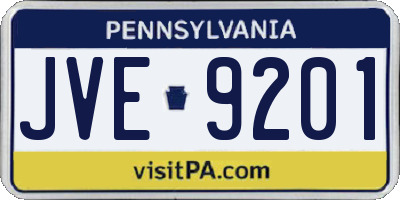 PA license plate JVE9201