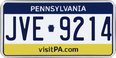 PA license plate JVE9214