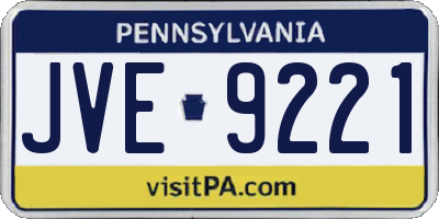 PA license plate JVE9221