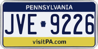 PA license plate JVE9226