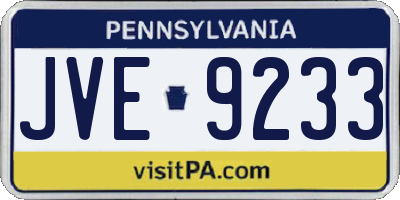 PA license plate JVE9233
