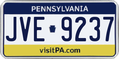 PA license plate JVE9237