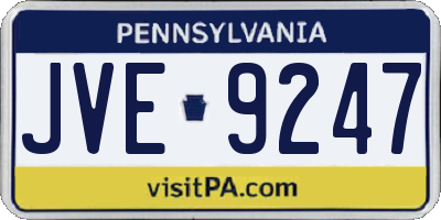 PA license plate JVE9247