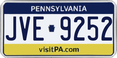 PA license plate JVE9252