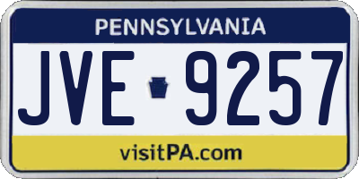 PA license plate JVE9257