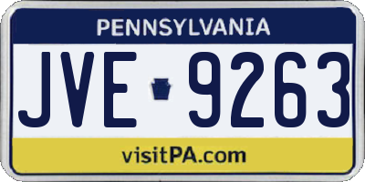 PA license plate JVE9263