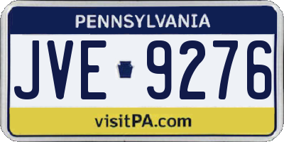 PA license plate JVE9276