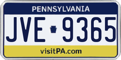 PA license plate JVE9365