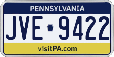PA license plate JVE9422