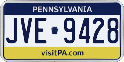 PA license plate JVE9428