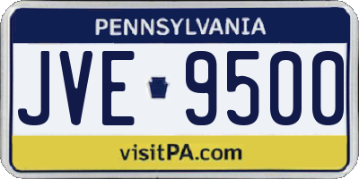PA license plate JVE9500