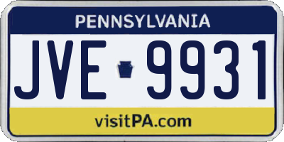 PA license plate JVE9931