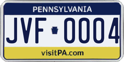 PA license plate JVF0004