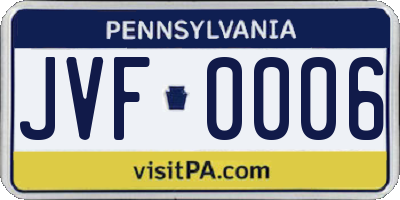 PA license plate JVF0006