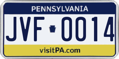 PA license plate JVF0014