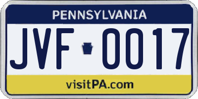 PA license plate JVF0017