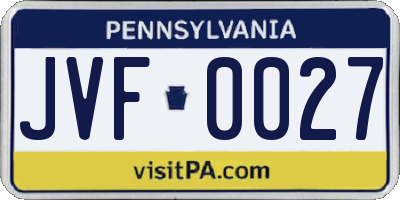 PA license plate JVF0027