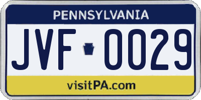 PA license plate JVF0029