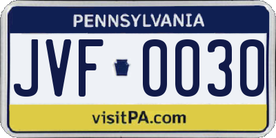 PA license plate JVF0030