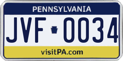 PA license plate JVF0034