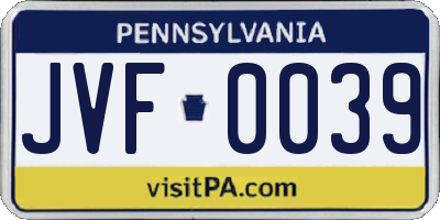 PA license plate JVF0039