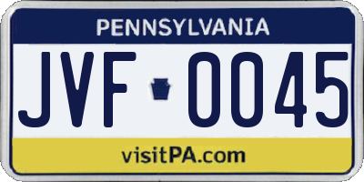 PA license plate JVF0045